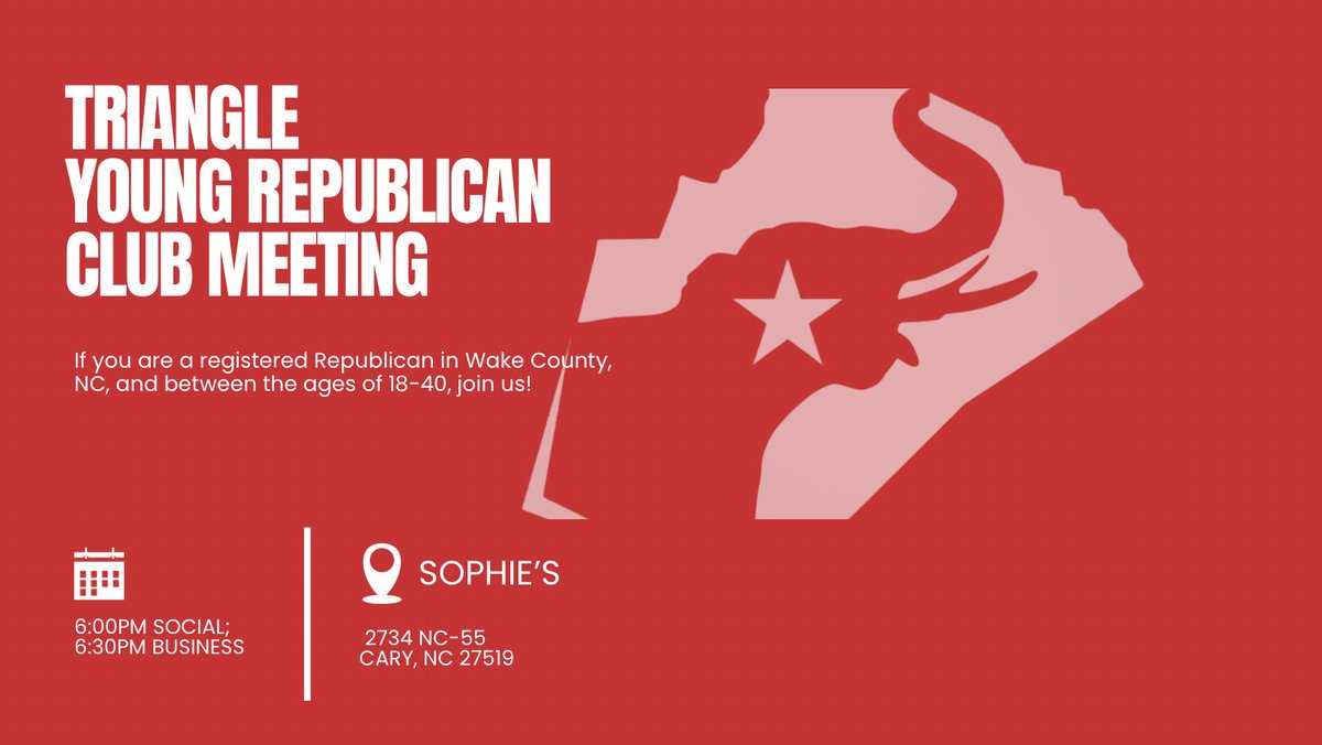 TriangleYR's tweet image. Come join us Thursday the 26th for our September monthly meeting! Erin Paré will be joining us and we are so excited! Social is at 6:00 PM, business meeting is at 6:30 PM, at Sophie’s Grill and Bar in Cary! See you there! 🇺🇸