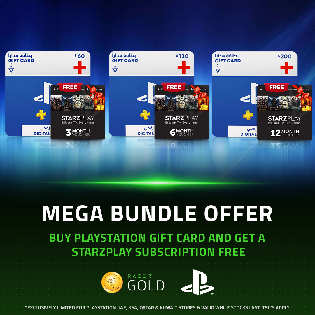 RazerGoldMEA's tweet photo. توفر Razer Gold اشتراك مجاني في Starzplay مع ��طاقات هدايا PlayStation. اضغط هنا لمعرفة المزيد https://t.co/CUEK3Qus0d

#RazerGold #PSN https://t.co/utoBUcMPeW
