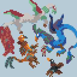 LadyMarigold2's tweet photo. wyverns! a huge race of dragons in my world that takes many different shapes! though really they're more like birds. in world they're called Fjosa!
#pixelartist #worldbuilding https://t.co/3MouFCAvNC