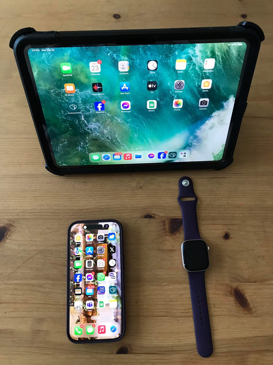 Cilla168's tweet photo. 🍎 My Retirement Presents 🍎 

As part of my retirement celebration, my honey bought all new Apple 🍎Gadgets to replace my current Apple Gadgets.

🆕 iPhone 16 Pro
🆕 Apple Watch 10
🆕 iPad Pro with 1 Terabyte https://t.co/EFYBuIdTU5
