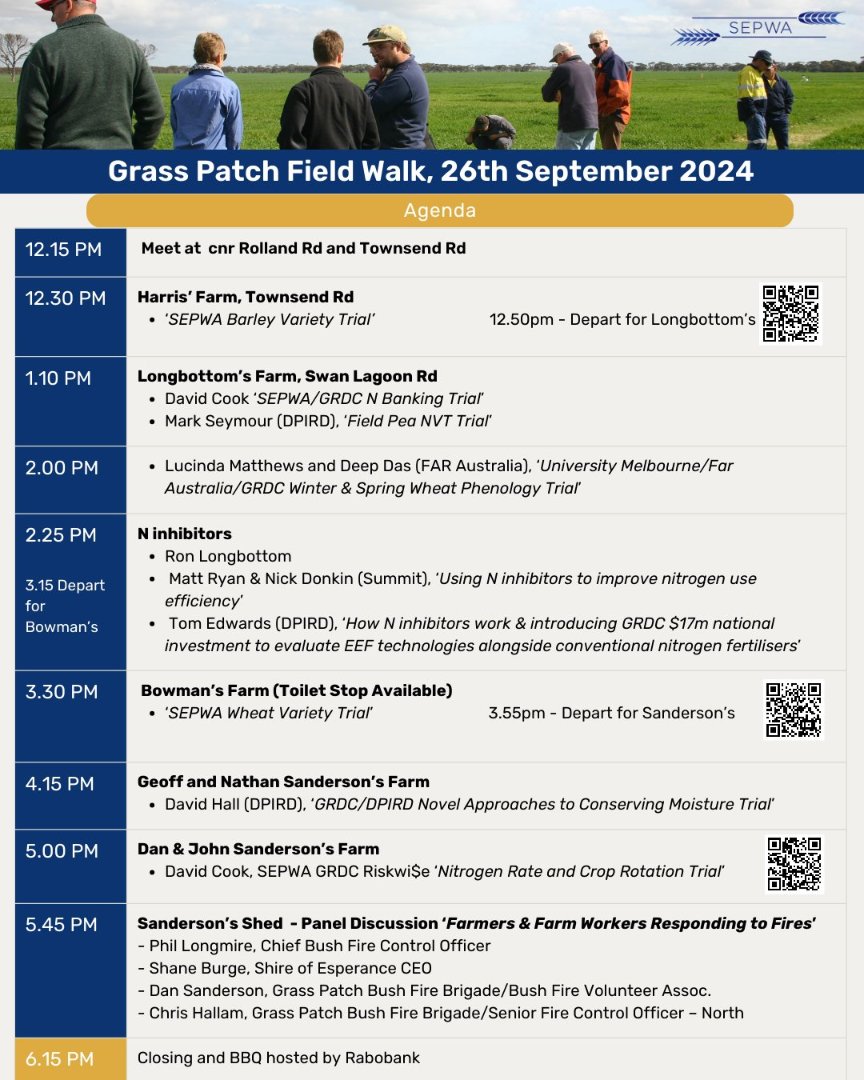 summitfertz's tweet photo. Don't forget that the @SEPWA_ag Grass Patch Field Walk is happening this Thursday 26th September.
Catch our Esperance dynamic duo Area Managers, Matt and Nick talking all things N Inhibitors, along with a suite of expert guest speakers.
#sepwa #fieldwalk #ag