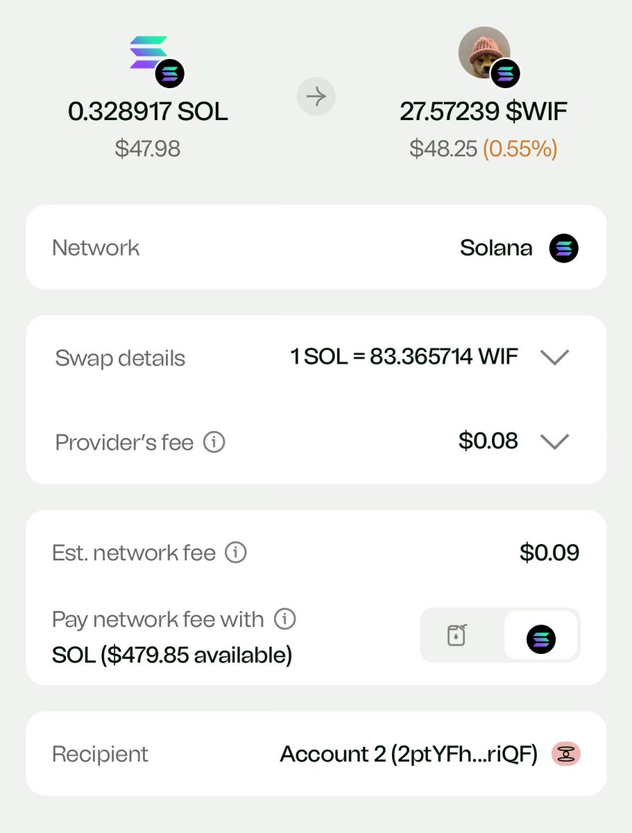 feature already built in <a href="/Ctrl_Wallet/">Ctrl Wallet ✜</a>, you can add a different recipient than the address you're swapping from 🫡