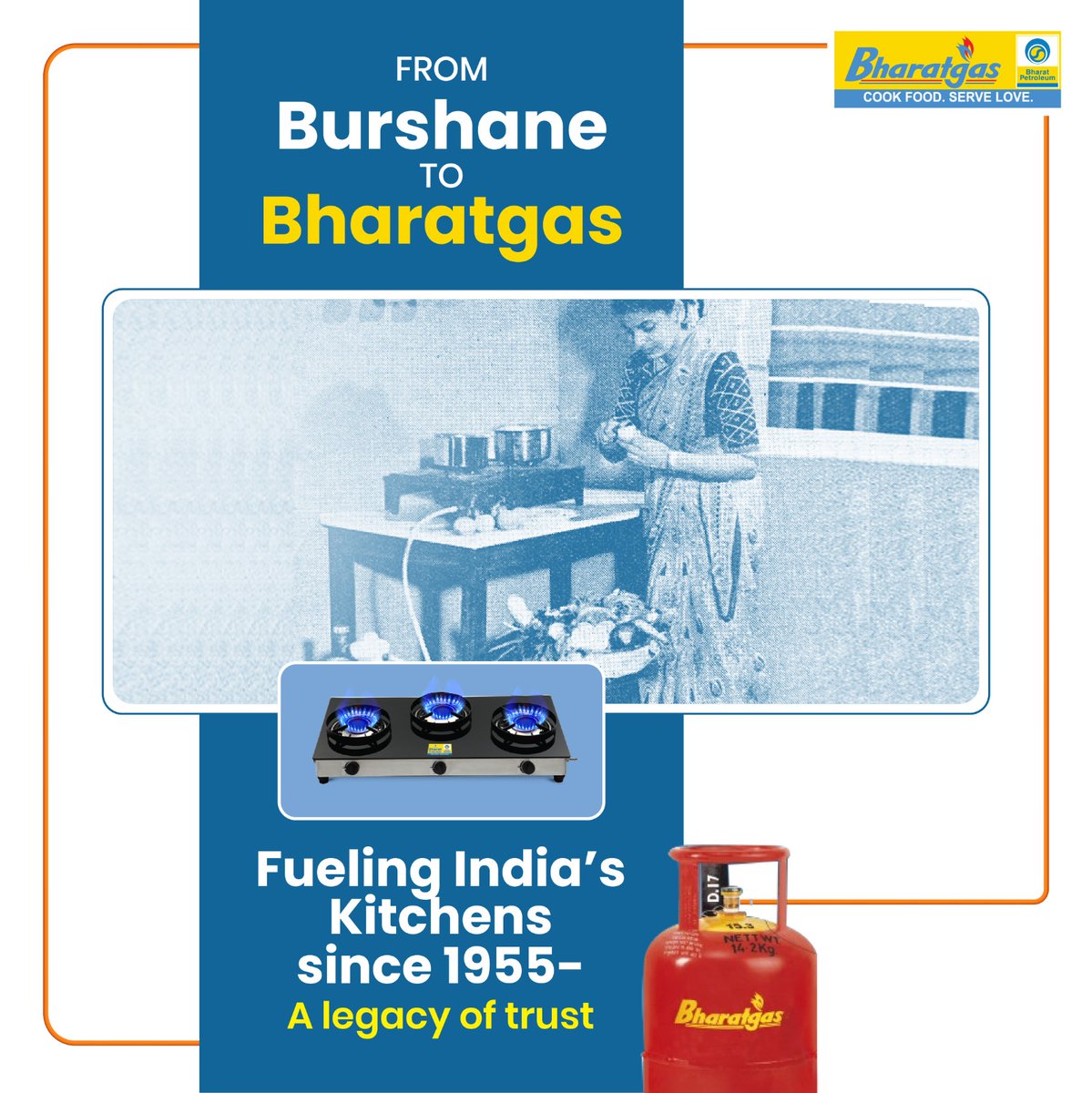 BPCLimited's tweet photo. Throwback to 1955!

The LPG revolution began with the launch of Burshane, India's first packed LPG under this brand name, in Mumbai. This clean and efficient fuel transformed kitchens nationwide, replacing traditional fuels and spreading joy and health.

Today, Bharatgas carries forward this legacy, serving millions of households with pride and commitment.

Join us in celebrating this remarkable journey!

@BPCLLPG

 #LPGRevolution #CleanEnergy #KitchenTransformed #LegacyContinues