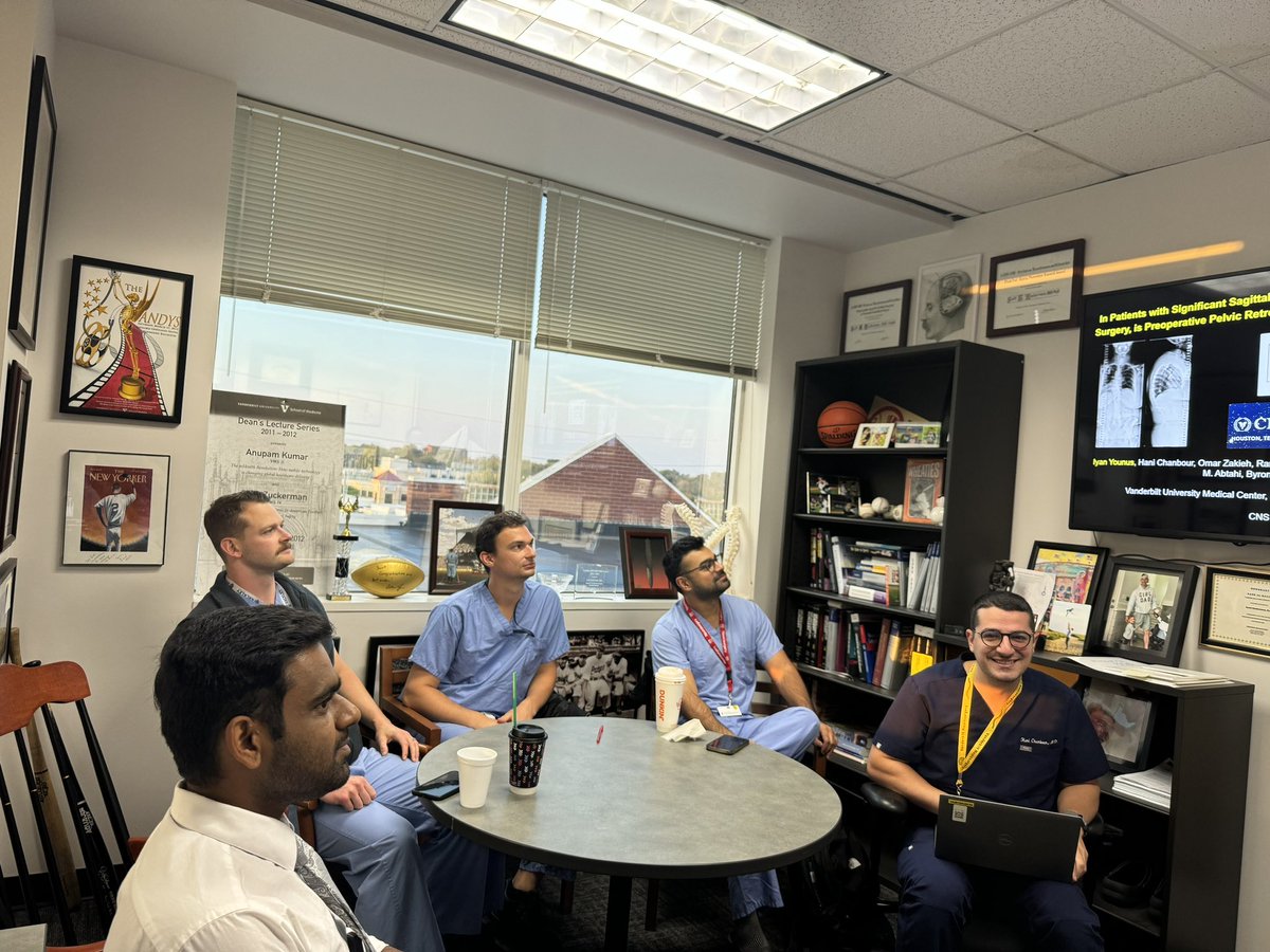 Practicing for CNS next week at the Vanderbilt Spine Outcomes Lab. Our residents and students putting in the time now to look like all-stars on the podium. @VUMC_Spine_Lab <a href="/VUMC_Neurosurg/">VUMC Neurosurgery</a> <a href="/VUMCSpine/">VUMCSpine</a> <a href="/CNS_Update/">CNS</a> <a href="/IyanYounus/">Iyan Younus, MD</a> <a href="/Randy_Ahluwalia/">Randy Ahluwalia, MD</a> <a href="/HaniChanbour/">Hani Chanbour MD</a>