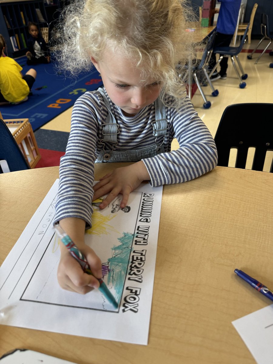 stasabres's tweet photo. The Kindergarten class is exploring non-fiction books together. Today we learned about Terry Fox and the Marathon of Hope! 🇨🇦👟❤️ We also learned “The Terry Fox Song” too! 🎶🎶 https://t.co/il65qyulFB