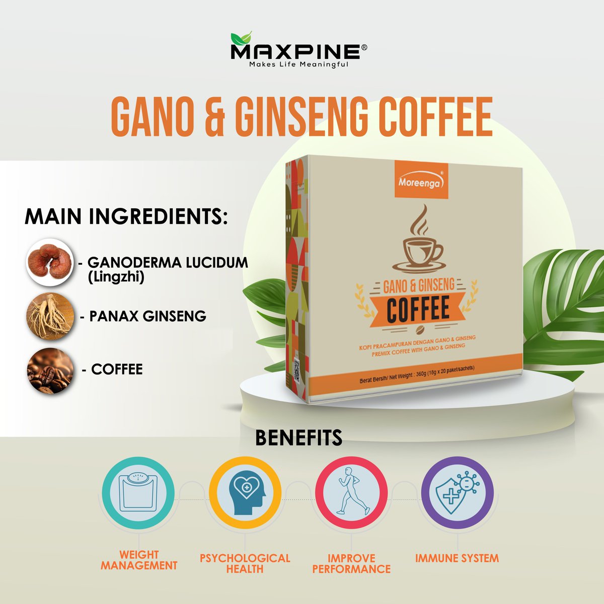 MaxpineMoringa's tweet photo. Gano &amp; Ginseng Coffee menggabungkan kopi, ganoderma, dan ginseng dengan sempurna, memberikan rasa lembut dan halus dengan aroma herba yang menyenangkan. Setiap tegukan bukan sahaja memanjakan selera anda tetapi juga menawarkan manfaat kesihatan unik dari kopi berkhasiat ini. https://t.co/rrvcjrzyrl