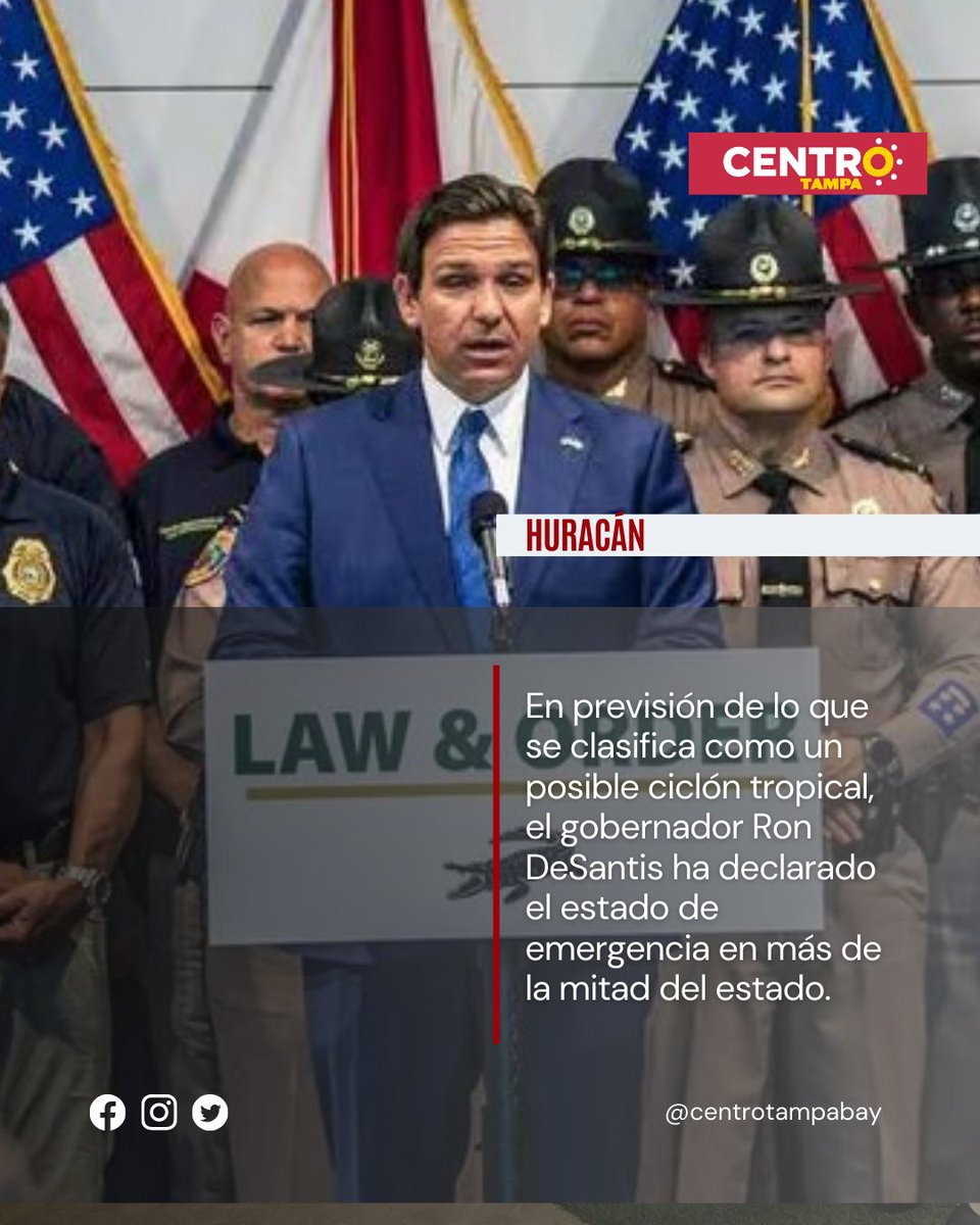 centrotampabay's tweet photo. Clima | Se declara el estado de emergencia a lo largo de la costa del Golfo; cubre más de la mitad de la Florida. 

Visite nuestro website para más información: @centrotampabay https://t.co/4RquXBAwch