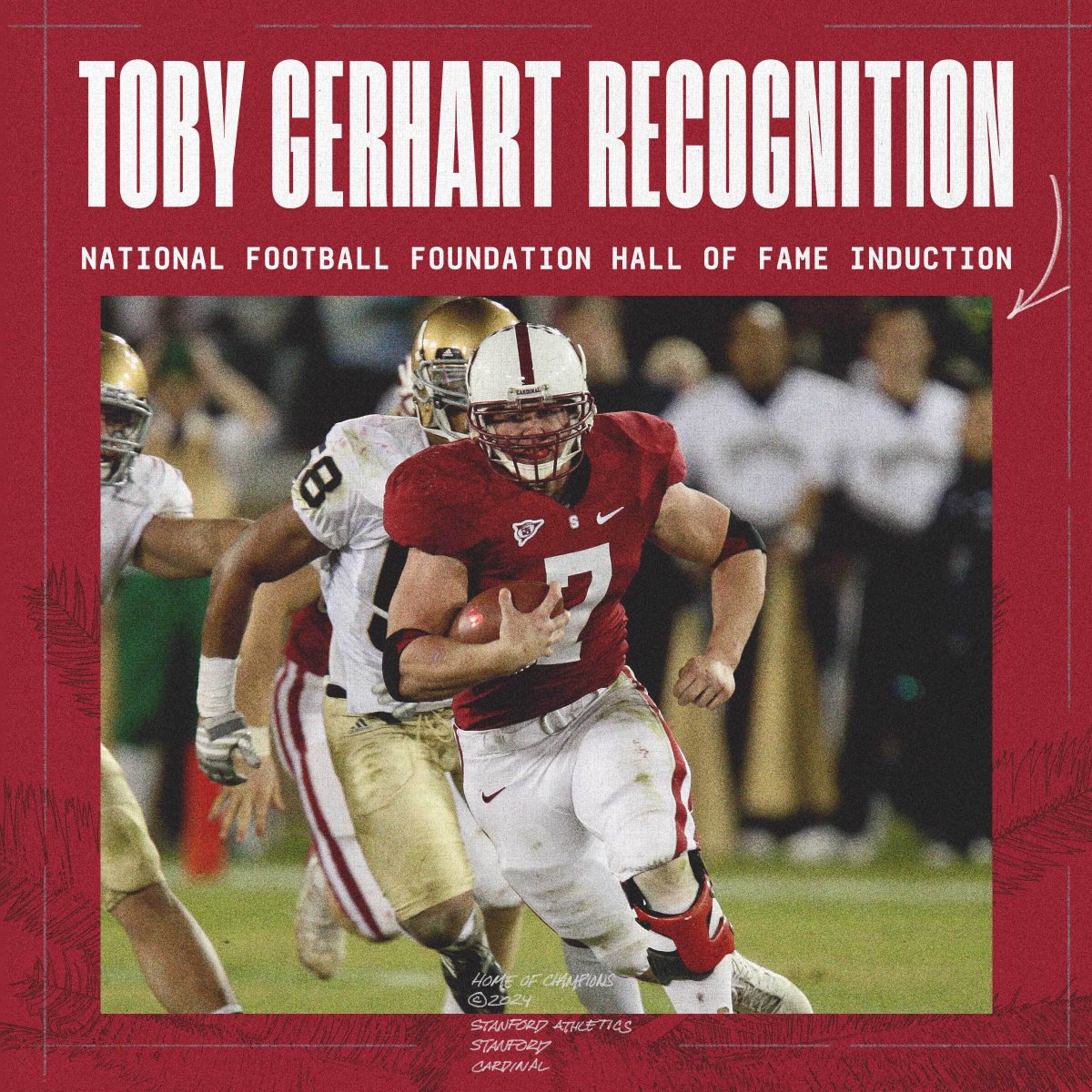 StanfordFball's tweet photo. Our first ACC home game will be Stanford's first-ever Festival of Champions‼️

Come celebrate everything that makes Stanford one-of-a-kind, including a meet and greet with 2024 Olympians, celebrating Toby Gerhart's induction into the NFF Hall of Fame, and more.

#GoStanford