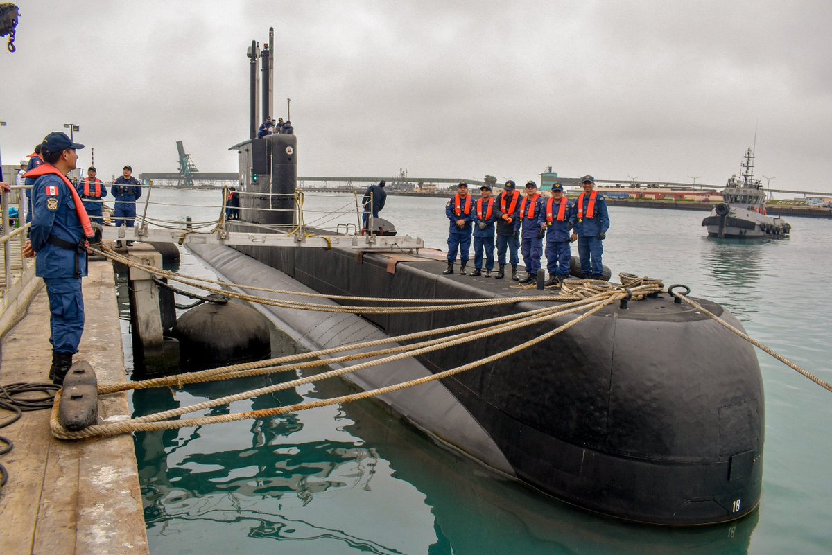 WarshipCam's tweet photo. Peruvian Navy Type 209/1200 diesel-electric attack submarine BAP Chipana (SS-34) officially beginning first sea trials after almost 7 years of modernization in Callao - September 23, 2024 #bapchipana #ss34
SRC: TW-@SA_Defensa https://t.co/Zc5Kp74451