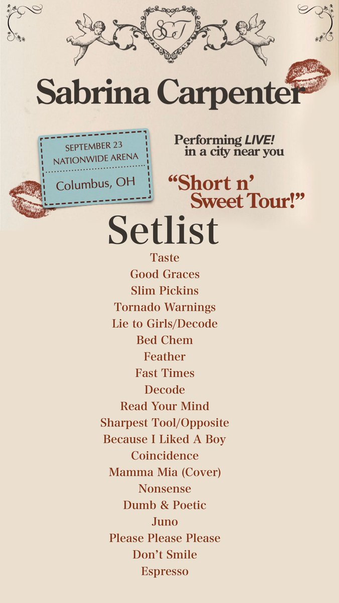 Complete setlist for Sabrina Carpenter's #shortnsweettour