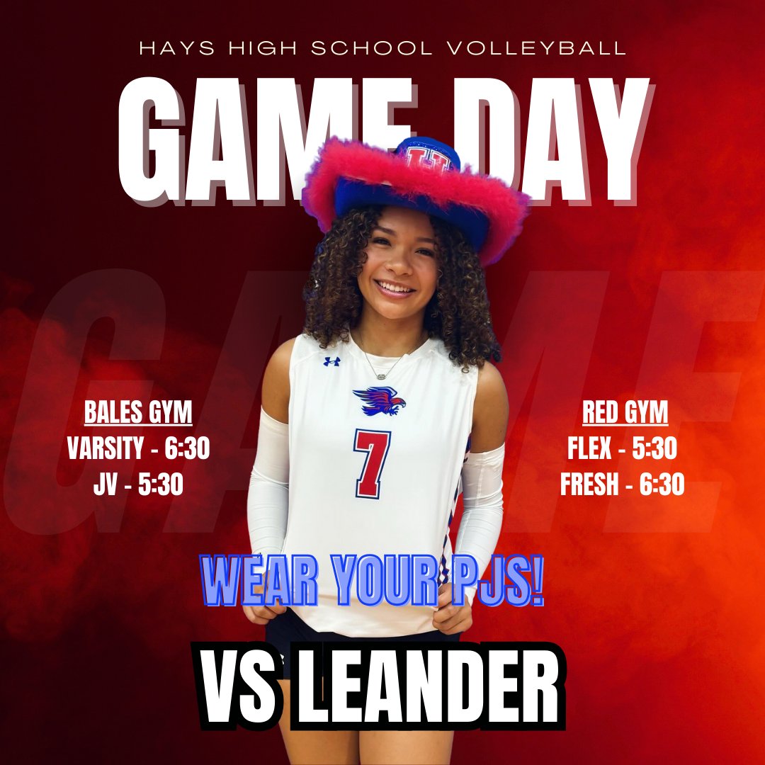 Hays Volleyball (@volleyball_hays) on Twitter photo GAME DAY BEST DAY!
π vs Cedar Park
π‘ 6:30pm
π Bales Gym
Theme: PJs!
<a href="/Hays_Hawks/">Hays High School</a> <a href="/GOHAYSHAWKS/">Jack C Hays High School Athletics</a> GAME DAY BEST DAY!
π vs Cedar Park
π‘ 6:30pm
π Bales Gym
Theme: PJs!
<a href="/Hays_Hawks/">Hays High School</a> <a href="/GOHAYSHAWKS/">Jack C Hays High School Athletics</a>