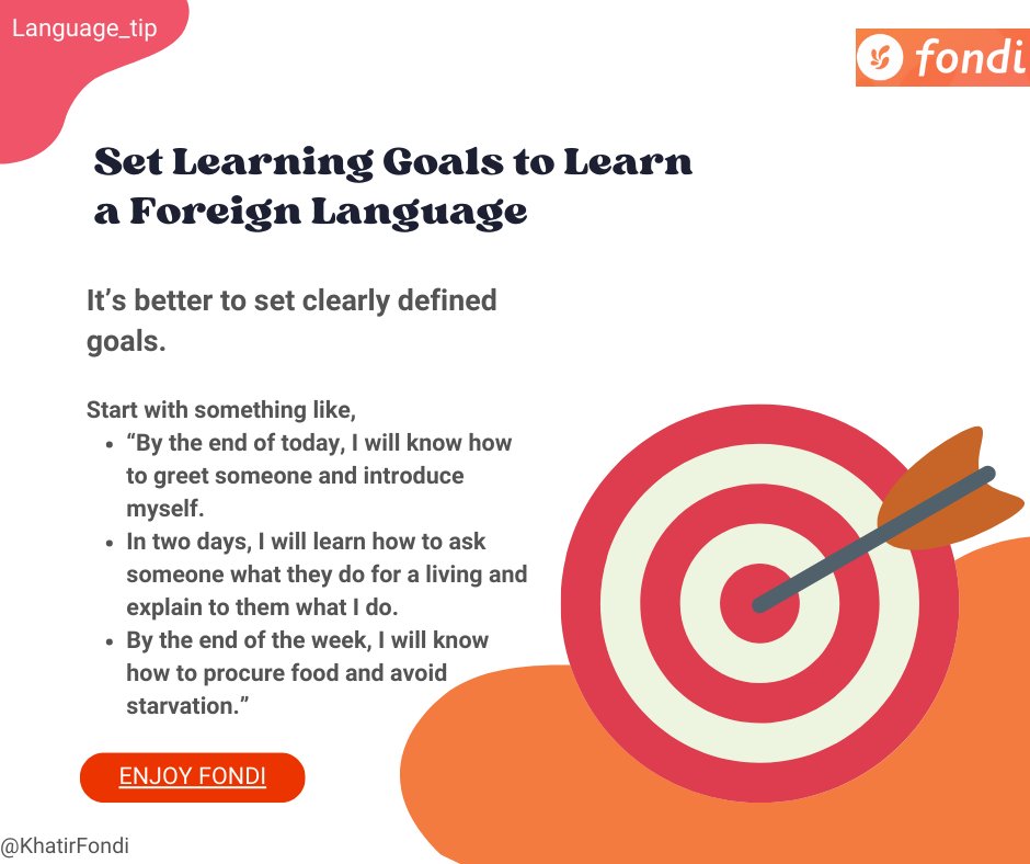 khatirpakistani's tweet photo. #LanguageTip
#Language_learning goals are best if they are short, simple and easily measurable. Many of us embark on studying a #language by saying, “I want to be fluent in #Japanese in six months!” The problem is, what is #fluency? Fluent in what way?
#fondi #english #student https://t.co/fIpNhVjgqP