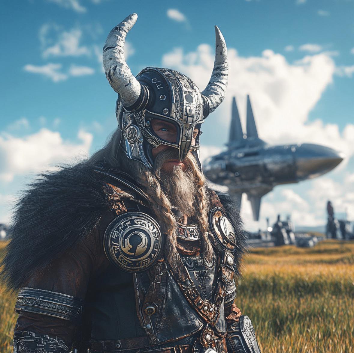 Phase 1: The Construction   

The metallic clang of hammers echoed through the shipyard as the Cyber Vikings busily prepped their gleaming rocket ship, Valhalla's Fury. Clad in armor forged from alloy and circuitry, they worked with a blend of ancient tradition and futuristic