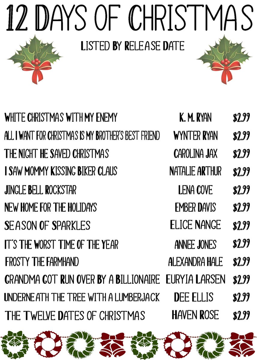 SERIES REVEAL: 12 Days Of Christmas

Find romance in the 12 Days of Christmas from 12 of your favorite romance authors.

Pre-Order &amp; Save: bit.ly/4gy61Q3

Tropes include: enemies to lovers, MCs, best friend’s sister, age gap, billionaires, grumpy/sunshine, and more!