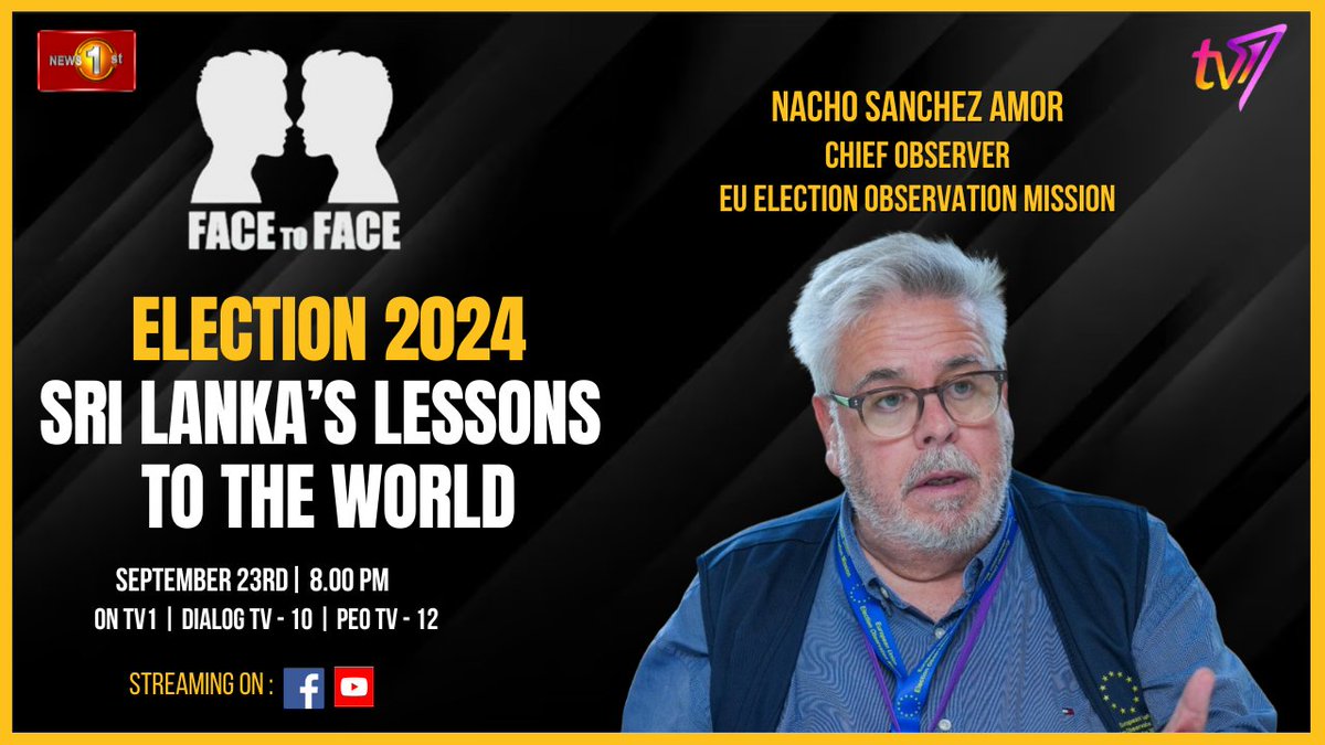 Newsfirst.lk Sri Lanka (@newsfirstsl) on Twitter photo Election 2024: Sri Lanka’s Lessons To The World. Nacho Sanchez Amor, Chief Observer, EU Election Observation Mission on Face To Face youtube.com/live/EUXR-5K7m…… #news #newsfirst #news1st #localnews #lka #srilanka #colombo #presidentialelection #SriLankaDecides <a href="/NachoSAmor/">Nacho Sánchez Amor</a> Election 2024: Sri Lanka’s Lessons To The World. Nacho Sanchez Amor, Chief Observer, EU Election Observation Mission on Face To Face youtube.com/live/EUXR-5K7m…… #news #newsfirst #news1st #localnews #lka #srilanka #colombo #presidentialelection #SriLankaDecides <a href="/NachoSAmor/">Nacho Sánchez Amor</a>