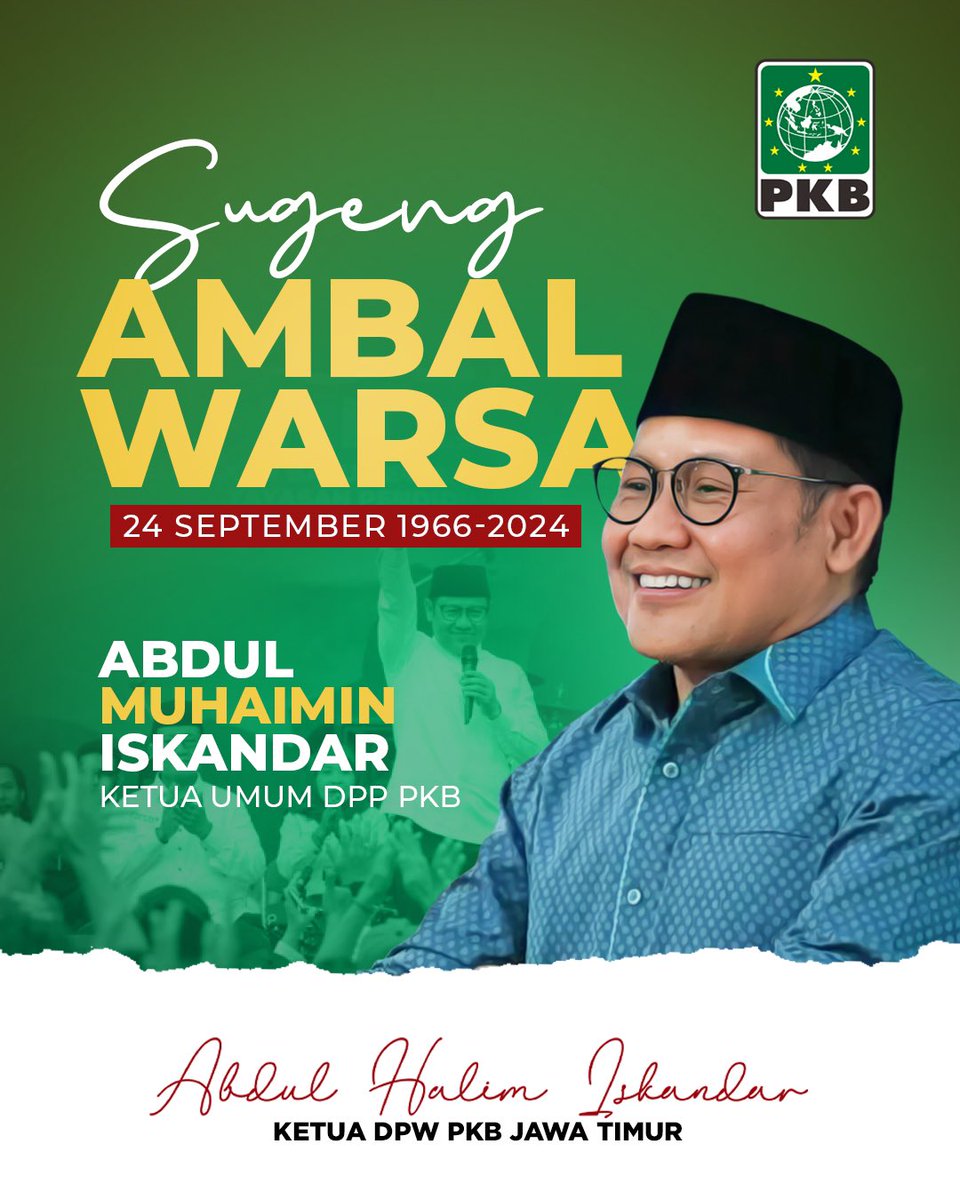 Mabruk alfa mabruk Sang Pemimpin @cakiminow 
Semoga diberikan kesehatan, kekuatan, kenikmatan, kebahagiaan dan husnul hotimah, alfatihah,,,,,