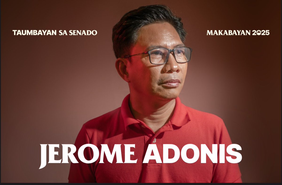 natoreyes's tweet photo. Makabayan now has 11 candidates for senator. Mula sila sa iba’t ibang sektor ng lipunan, kakatawan sila ng #TaumbayanSaSenado sa 2025. Heto na!

1. Jerome Adonis, lider-manggagawa. Para sa dagdag sahod at trabaho! Adonis at your service! https://t.co/CZSVZgB5oi