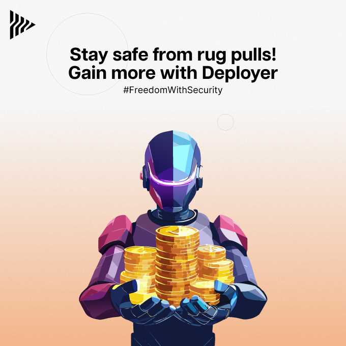 Deployyyyer's tweet photo. No more rug pulls. Deployyyyer offers inbuilt security features that ensure your assets remain safe! #BlockchainSecurity #Deploytowin #Freedomwithsecurity #Deployyyyer $DEPLOY https://t.co/WB9uRuAQCz