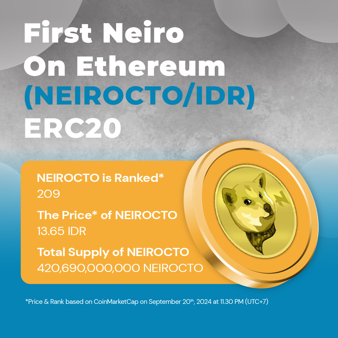 We are pleased to announce a new Crypto Asset that will be added to the  INDODAX marketplace, First Neiro On Ethereum (NEIROCTO) @neiroethcto For  more information https://t.co/Te3qAnqS8v #INDODAX #AsetMasaDepan