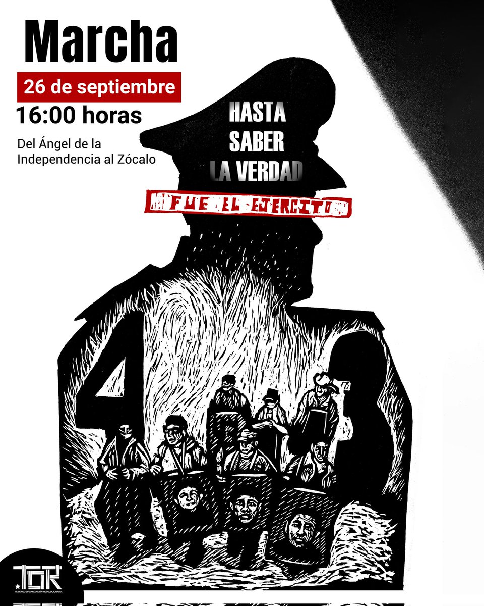 #Ayotzinapa10años, no olvidamos!
#FueElEstado

Marcha para acompañar a las madres y padres de los 43 normalistas desaparecidos y para exigir #AyotzinapaVerdadyJusticia

Lxs desaparecidxs nos faltan a todxs!