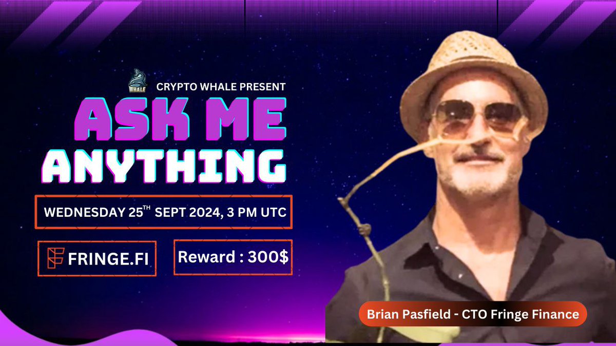 CryptoWhale1988's tweet photo. 🎙️Join us for the Twitter Space AMA Series with #Fringe.fi

🕰️ Date: 25th September, at 3 PM UTC 
❤️‍🩹 Reward : 300 USDT 
👨‍💻 Guests - Brian Pasfield - CTO Fringe Finance
🏠Venue: https://t.co/Siy9Tn2a5q

〽️Rules:
1⃣ Follow
✅ @CryptoWhale1988 & @fringefinance
2⃣ Like & RT
3⃣ Comment Ques & Tag 3 Friends (Max 3)