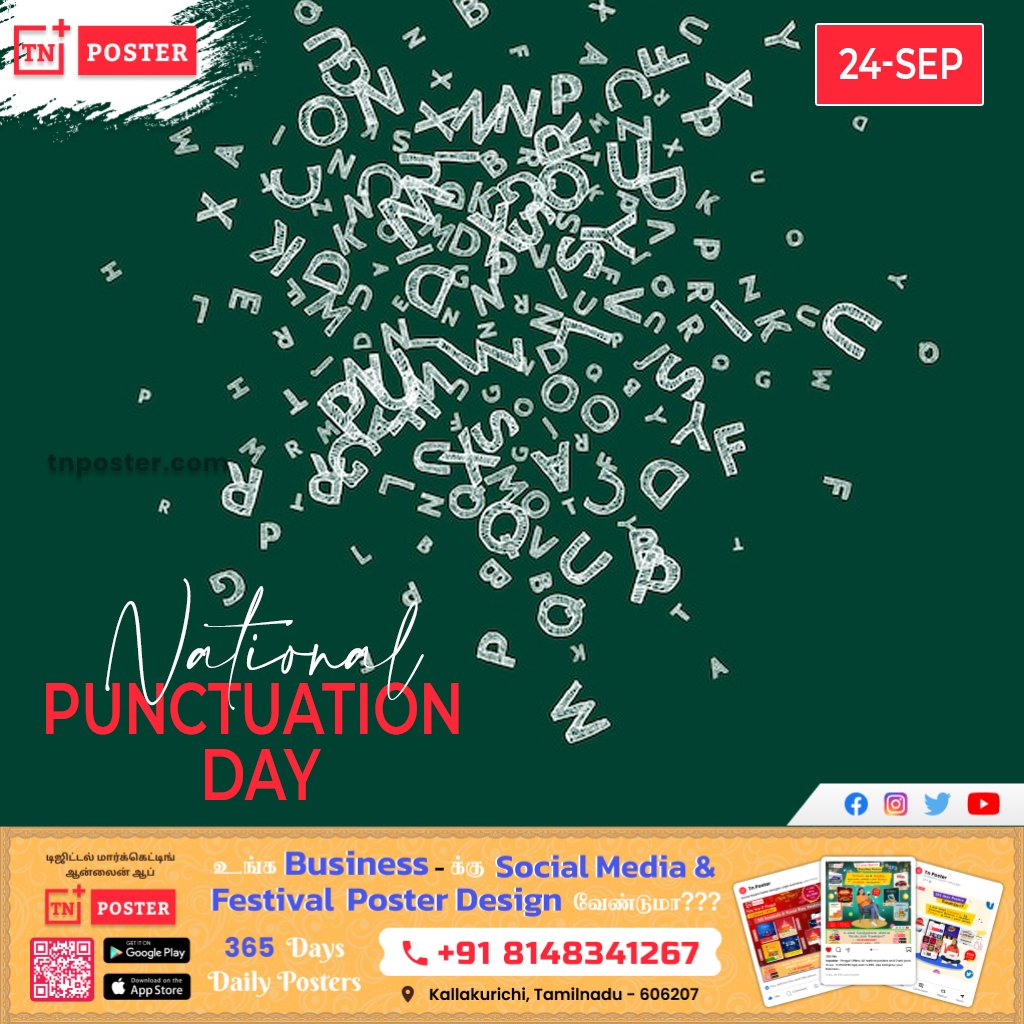 TnPoster's tweet photo. National Punctuation Day👍#tnposter
App link:
https://t.co/nm7hPyS3FZ
WhatsApp Channel: https://t.co/ORM2SwQC95
VISIT Us: https://t.co/L2EIDKKLhH
Call @ 081483 41267
#tnposter #poster #design #Festivalpost #Punctuationday https://t.co/DGa3gVaQZV