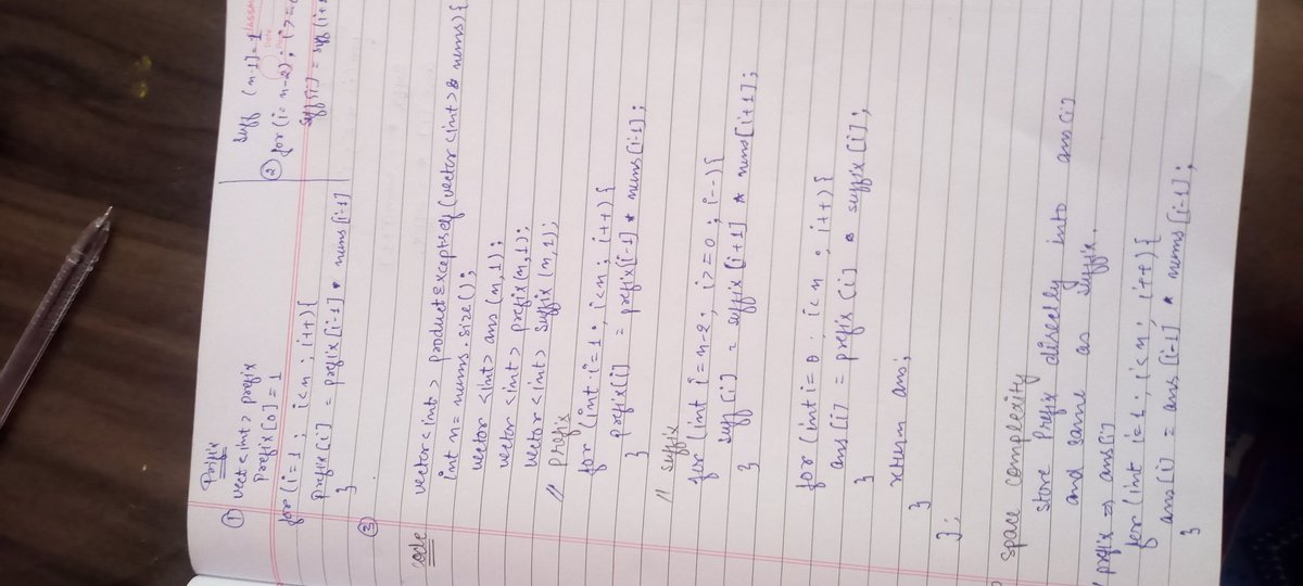 priyanshu246745's tweet image. #coding #learningcoding
#Day14th
Today I am completed lecture 15 of product of self array from DSA series of Apna College by @ShradhaKhapra_ mam solve by two methods one is brute and other is optimal and revised space complexity . Making notes attached below 👇.
Thank all 🙏