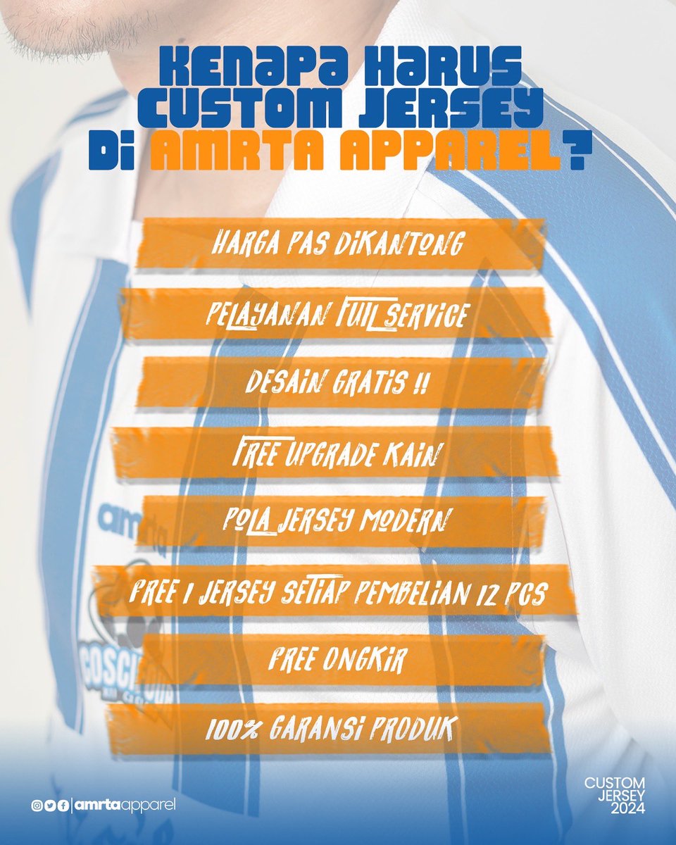 AmrtaApparel's tweet image. Amrta Custom Jersey

Kenapa kalau buat jersey harus di Amrta Apparel?
Langsung buka di slide kedua di postingan ini yak 🫶

Swetil berolahraga, swetil pakai Amrta! 

#Amrta #SwetilPakaiAmrta #CustomJersey