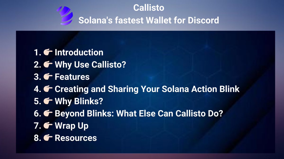 aniketsahu_115's tweet image. How to Create a Solana Action Blink with Callisto ⬇️

👉🏻 Looking to supercharge your crypto experience on Discord? With Callisto, a Solana wallet built right into Discord, you can easily swap, send tokens, and create interactive actions. Let&apos;s break it down with @callisto_wallet