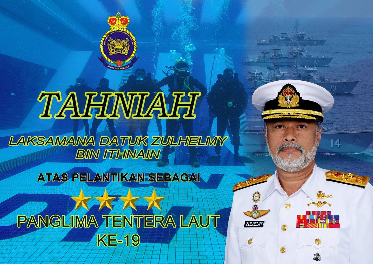 Seluruh warga Markas Selam dan Peperangan Periuk Api (MSPPA) mengucapkan setinggi-tinggi tahniah kepada Laksamana Datuk Zulhelmy bin Ithnain atas pelantikan sebagai Panglima Tentera Laut Ke-19.