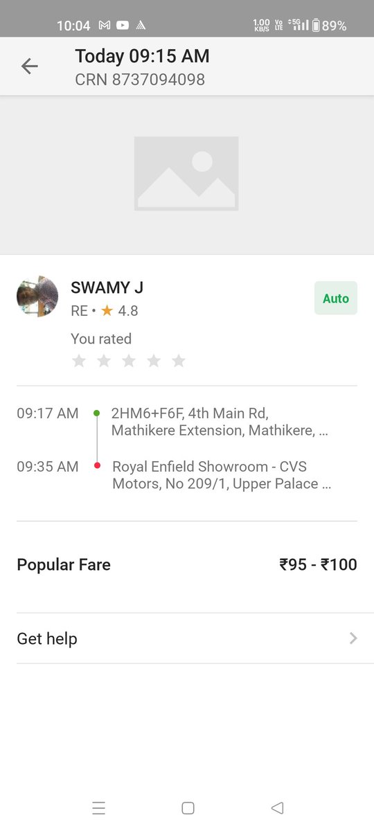 indro168's tweet photo. @ola_zkzkvm such impolite driver you have, our PM and all governing body are asking to use Digital payment, and your driver not accepting, moreover asking to pay ₹100 where the payment was showing to pay between ₹95 to ₹100, shouting and abusing same on you. https://t.co/u4evV1f31j
