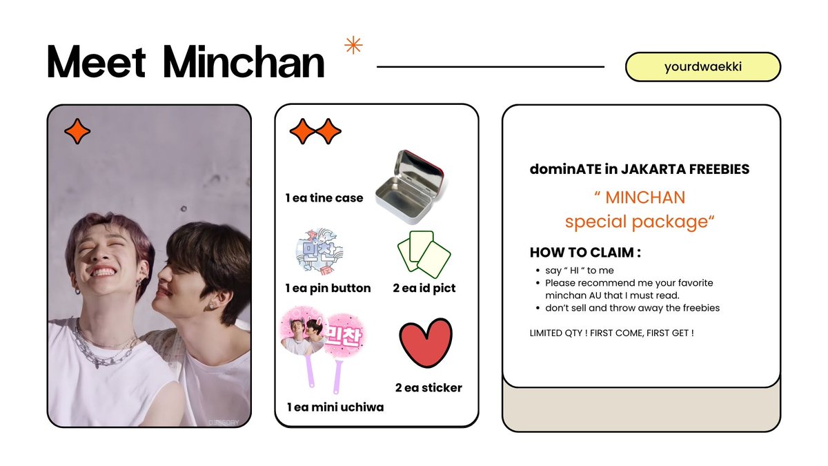 [ 𝗠𝗘𝗘𝗧 𝗠𝗜𝗡𝗖𝗛𝗔𝗡 𝗔𝗧 𝗠𝗔𝗗𝗬𝗔 ]
𝐝𝐨𝐦𝐢𝐧𝐀𝐓𝐄 𝐂𝐨𝐧𝐜𝐞𝐫𝐭 𝐅𝐚𝐧𝐬𝐮𝐩𝐩𝐨𝐫𝐭

📍 21 December 2024
📍 Madya Stadium
📍 Time : TBA 

#Minchan #방찬 #Bangchan #LeeKnow #방찬 #리노 
#StrayKids #스트레이키즈 #dominATE #dominATE_JKT #SKZinJKT