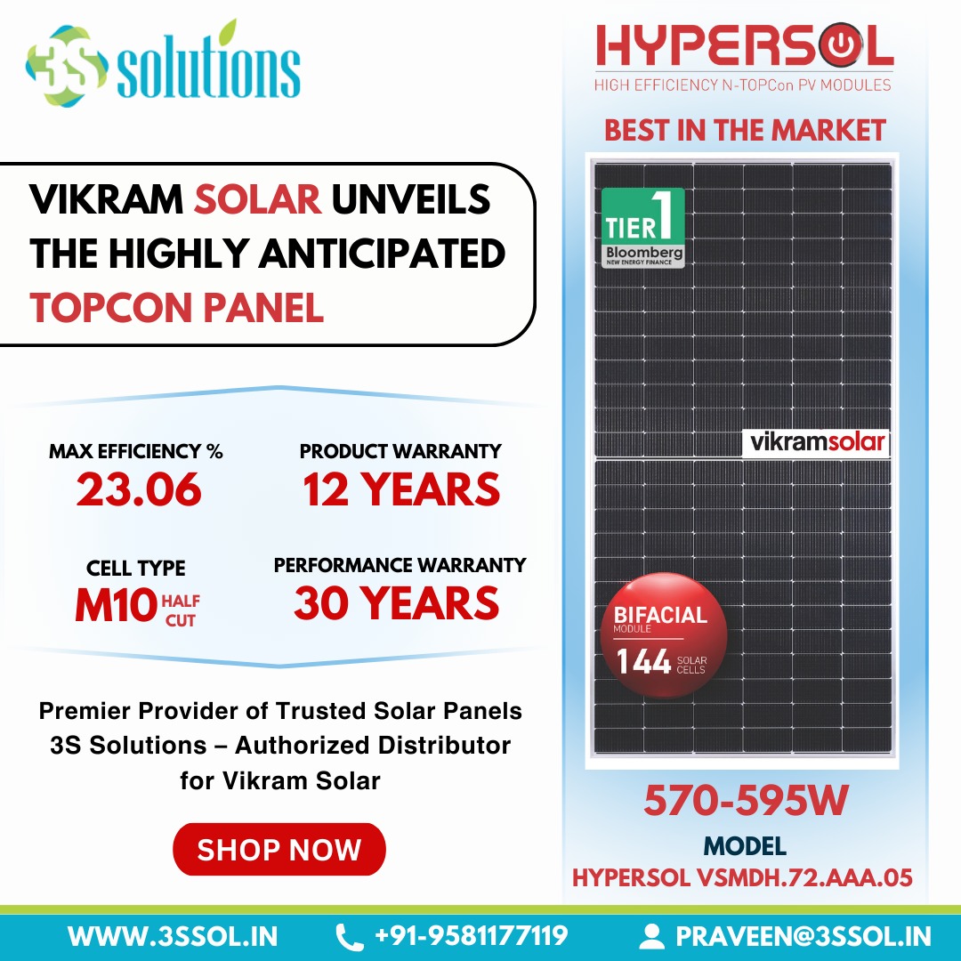 3s_Sol's tweet photo. 🚀 Vikram Solar Unveils the Highly Anticipated TOPCON Panel!
The cutting-edge TOPCON Panel offers superior efficiency and enhanced performance, setting a new benchmark in solar technology

#VikramSolar #TOPCONPanels #3SSolutions  #GreenTechnology  #AuthorizedDistributor https://t.co/r60x4Ij9Bx