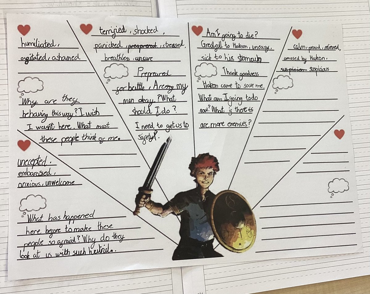 Y5Auckley's tweet image. Year 5 have been tracking the thoughts and feelings of our class text’s main character in English. We have had to really get into character to do this. 
#anglosaxonboy #tonybradman #englishlesson