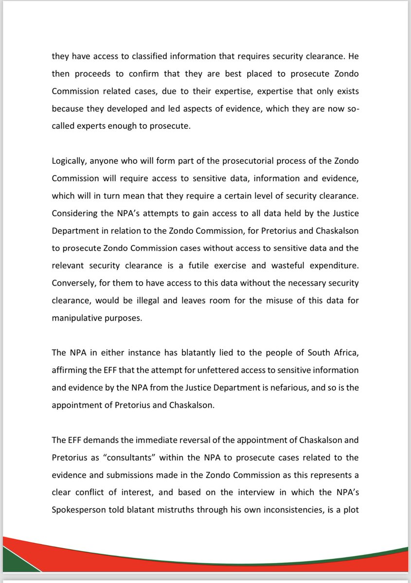 EFFSouthAfrica's tweet image. Eff Statement On The National Prosecuting Authority’s Confirmation That Paul Pretorius And Matthew Chaskalson Are Appointed To Prosecute Zondo Commission Cases

- The NPA in either instance has blatantly lied to the people of South Africa, affirming the EFF that the attempt for…