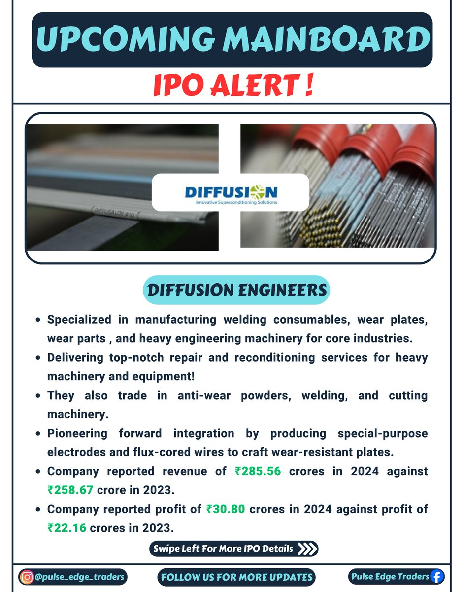 PulseEdgeTrader's tweet photo. 📢 Exciting IPO Alert: Diffusion Engineers is here with incredible revenue growth and future potential 🚀 💸
#InvestSmart #IPOListings #IPOAlert #DiffusionIPO
#pulseedgetraders https://t.co/GBr9gL4Mcf