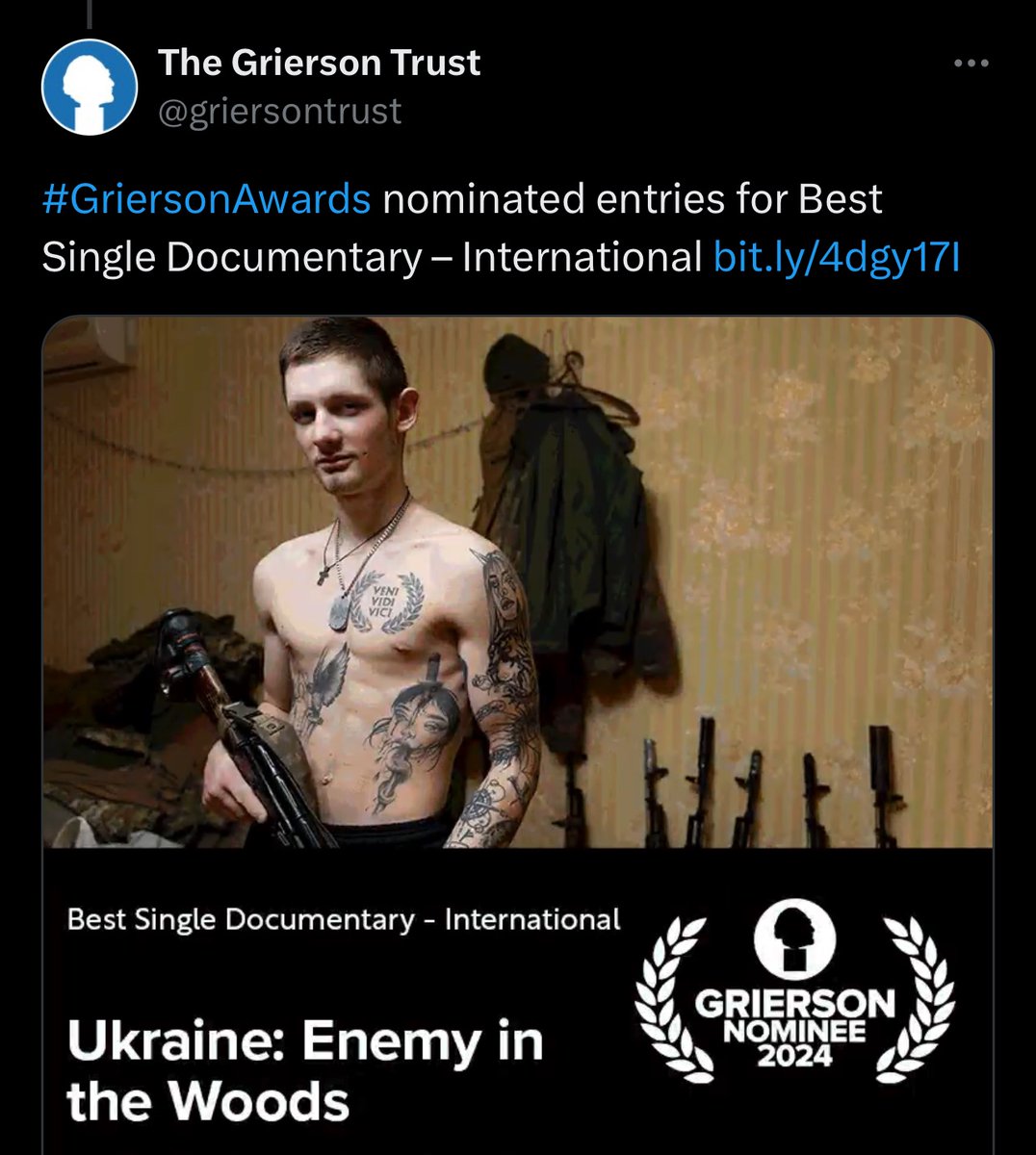 Fantastic news. Our HOYO Films / <a href="/BBC/">BBC</a> doc ‘Ukraine: Enemy in the Woods’ is nominated for a <a href="/griersontrust/">The Grierson Trust</a> award for best International Documentary