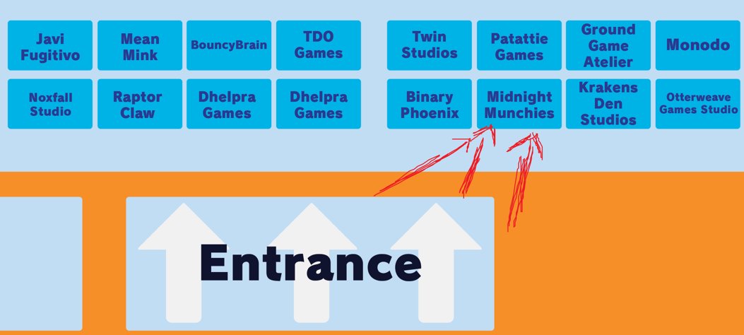 ah yes very elaborate in-depth guide on how to find us at IndieDevDay 

(come say hi! (please))