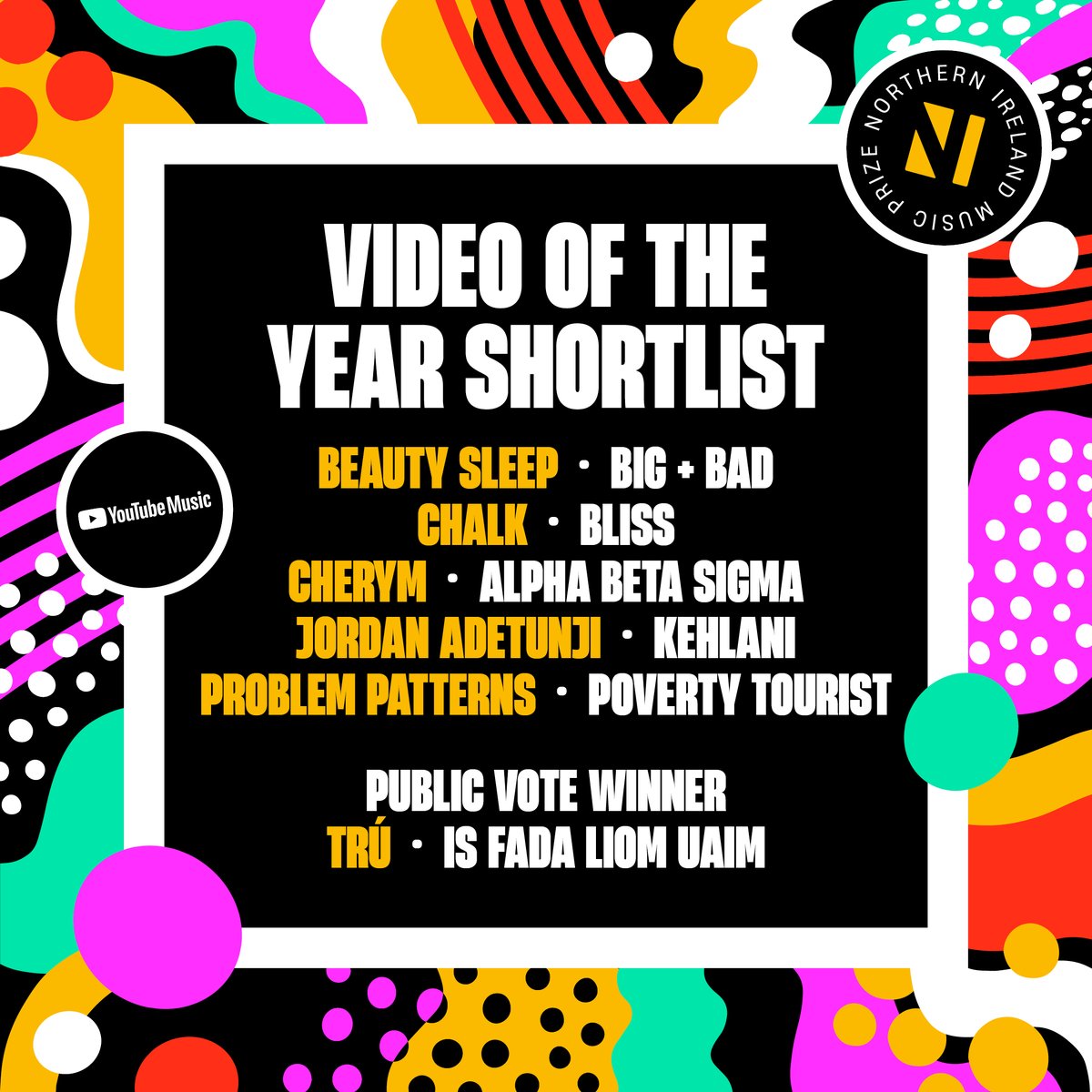 Oh Yeah Music Centre (@ohyeahcentre) on Twitter photo The #NorthernIrelandMusicPrize 2024 Shortlists have been announced!
Check out the acts shortlisted for Album, Single, Video and Live Act Of The Year at nimusicprize.com
<a href="/NIMusicPrize/">NI Music Prize</a> <a href="/PPLUK/">PPL</a> <a href="/ShineBelfast/">SHINE</a> <a href="/youtubemusic/">YouTube Music</a> <a href="/deadrabbitpub/">The Dead Rabbit</a> <a href="/belfastcc/">Belfast City Council</a> <a href="/ArtsCouncilNI/">Arts Council of Northern Ireland</a> <a href="/UlsterHall/">Ulster Hall | Live Entertainment Belfast</a> The #NorthernIrelandMusicPrize 2024 Shortlists have been announced!
Check out the acts shortlisted for Album, Single, Video and Live Act Of The Year at nimusicprize.com
<a href="/NIMusicPrize/">NI Music Prize</a> <a href="/PPLUK/">PPL</a> <a href="/ShineBelfast/">SHINE</a> <a href="/youtubemusic/">YouTube Music</a> <a href="/deadrabbitpub/">The Dead Rabbit</a> <a href="/belfastcc/">Belfast City Council</a> <a href="/ArtsCouncilNI/">Arts Council of Northern Ireland</a> <a href="/UlsterHall/">Ulster Hall | Live Entertainment Belfast</a>