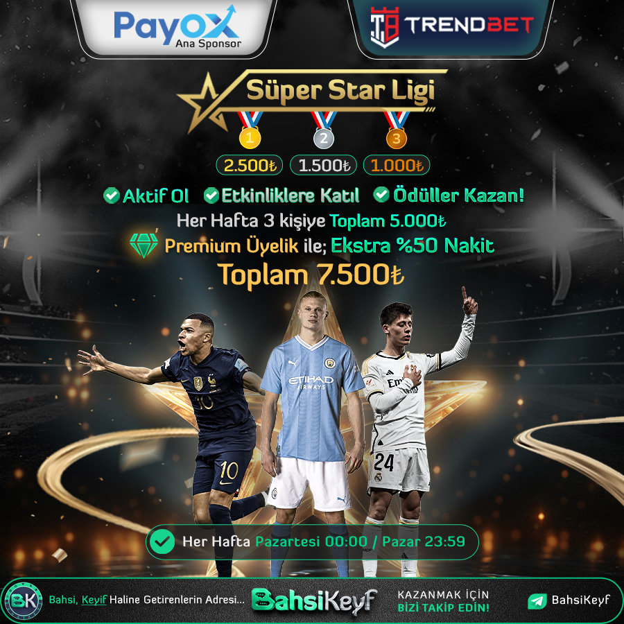 BahsiKeyfForum's tweet photo. ⭐️ Süper Star Ligi
✅ Katılım Buradan:
👉 https://t.co/Lh1Q2GpeAH
#TrendBet #BahsiKeyf #forum #bonus #bahis #casino #spor #iddaa #freebet #freespin https://t.co/dxckfcFu8J