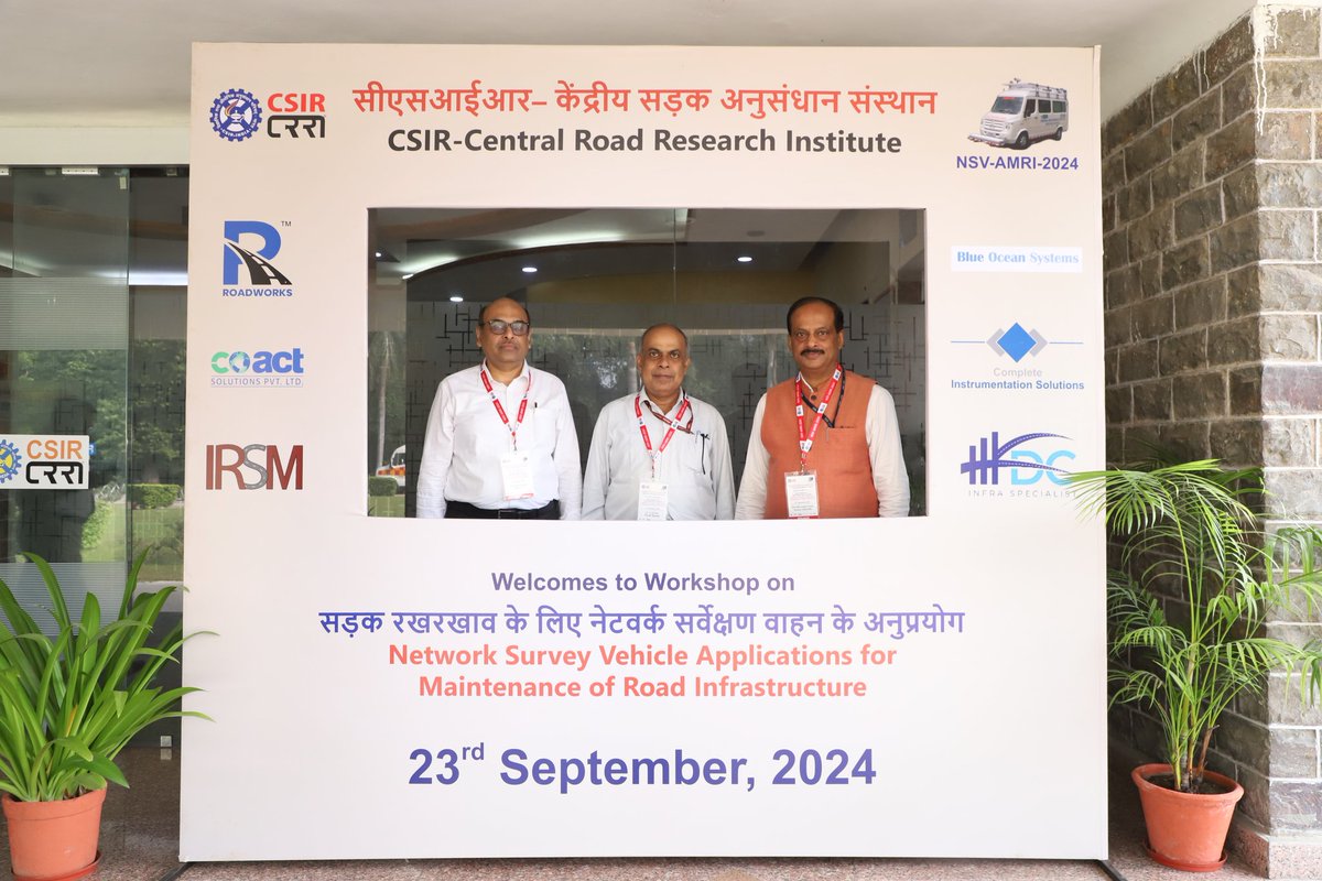 CSIRCRRI's tweet image. A big thank you to Sh. D. Sarangi, DG(RD) &amp;amp; Special Secretary@MoRTHIndia and Prof. Praveen Kumar HoD, Civil Engineering Dept @iitroorkee for their inspiring insights.

@CSIR_IND #CSIRCRRI
#NSV #NetworkSurveyVehicle #NSVAMRI2024 #SmartInfrastructure