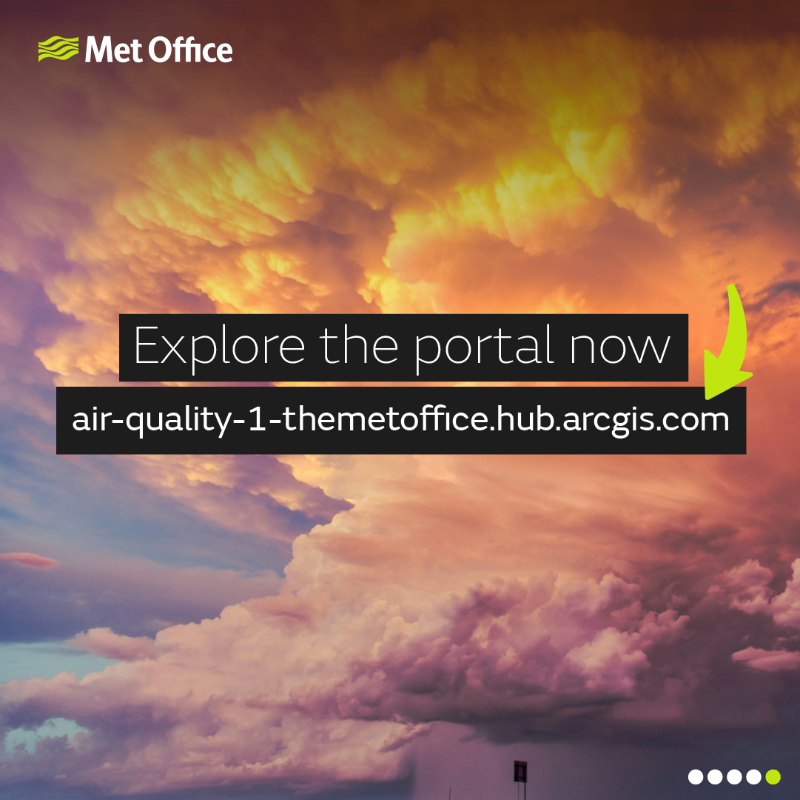 MetOffice_Sci's tweet photo. Today we’re launching the @MetOffice Air Quality Data Portal.

It provides free access to nearly two decades of air quality data.

We’re helping users to understand the impacts of air pollution to improve air quality for a healthier future.

More ⤵️

@UK_CleanAir @esriuk