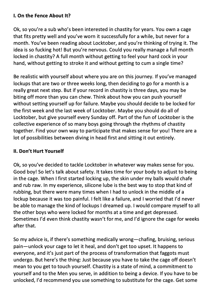 petercagenyc's tweet photo. Thinking about trying Locktober? Going a full month locked in your cage, straining, leaking, desperate for relief? Think you can do it?

Here's my best practical advice for anyone considering Locktober. Read up and get ready. One more week.

https://t.co/nE9LKSSl9I https://t.co/XDHjvFj3iv