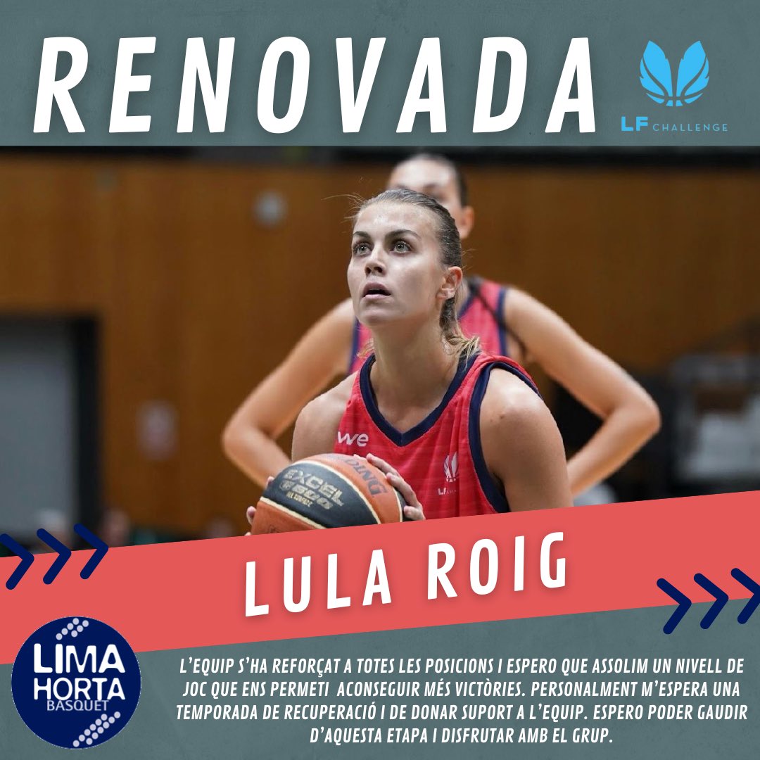 La Lula Roig continuarà formant part del primer equip femení durant aquesta temporada 24/25. 

La base inicia la seva segona temporada al club i estem molt agraïts per la seva confiança. Tenim moltes ganes de tornar a veure’t dins la pista! 🧡💙

#LFChallenge #famíliasalmó