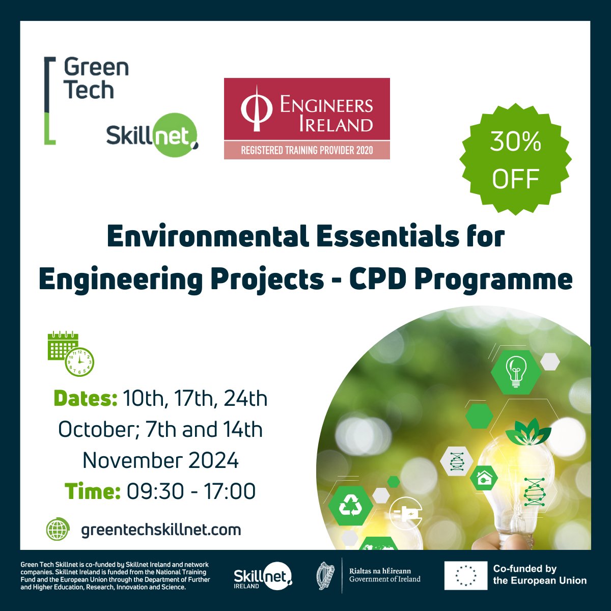 Green Tech Skillnet (@gtskillnet) on Twitter photo This programme provides all engineers managing projects with a comprehensive introduction to the environmental essentials covering Water, Air, Noise, Solid Waste and Effluent/Contamination.
Register here: eu1.hubs.ly/H0cvGh80
<a href="/EngineerIreland/">Engineers Ireland</a> <a href="/WindEnergyIRL/">Wind Energy Ireland</a> <a href="/SkillnetIreland/">Skillnet Ireland</a> This programme provides all engineers managing projects with a comprehensive introduction to the environmental essentials covering Water, Air, Noise, Solid Waste and Effluent/Contamination.
Register here: eu1.hubs.ly/H0cvGh80
<a href="/EngineerIreland/">Engineers Ireland</a> <a href="/WindEnergyIRL/">Wind Energy Ireland</a> <a href="/SkillnetIreland/">Skillnet Ireland</a>
