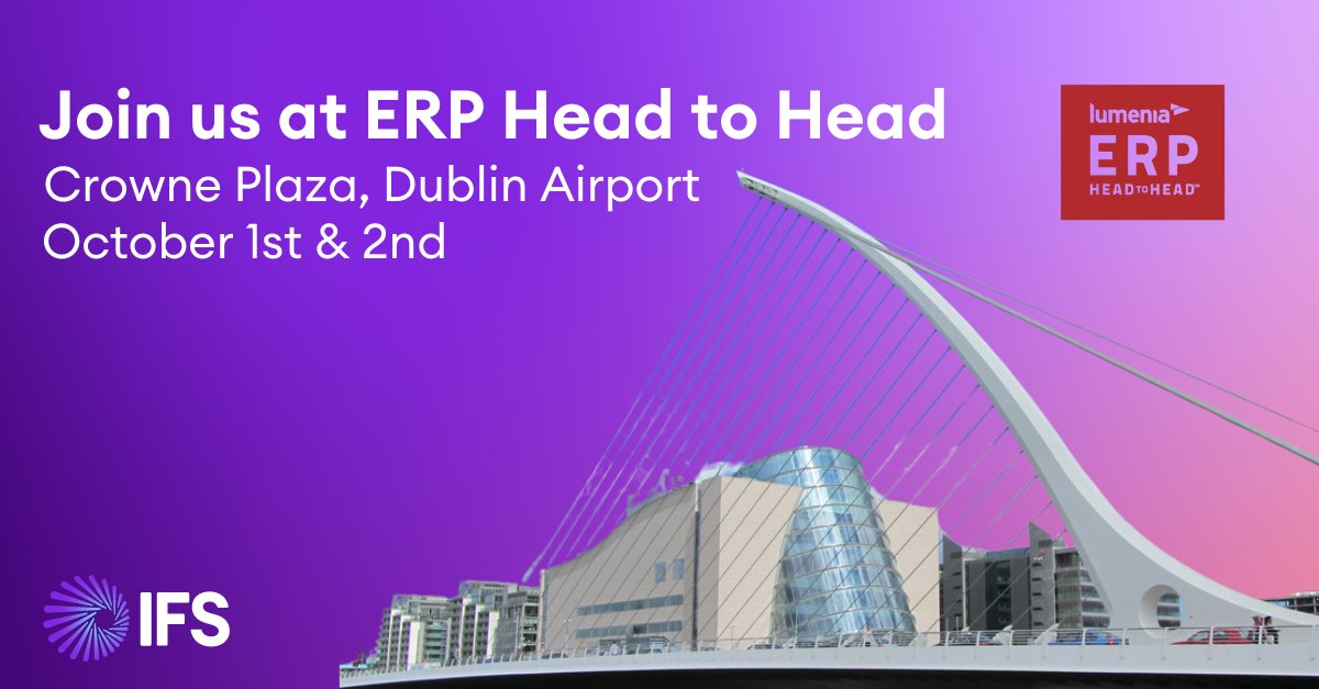 🚀 IFS is coming to the #ERPHeadtoHead event next week! 🚀

Join us to see how IFS can transform your business with: 
✅ Seamless integration
✅ Real-time analytics
✅ Industry-specific capabilities

We look forward to meeting you there.
👉 Find out more: ifs.link/iMVWBf