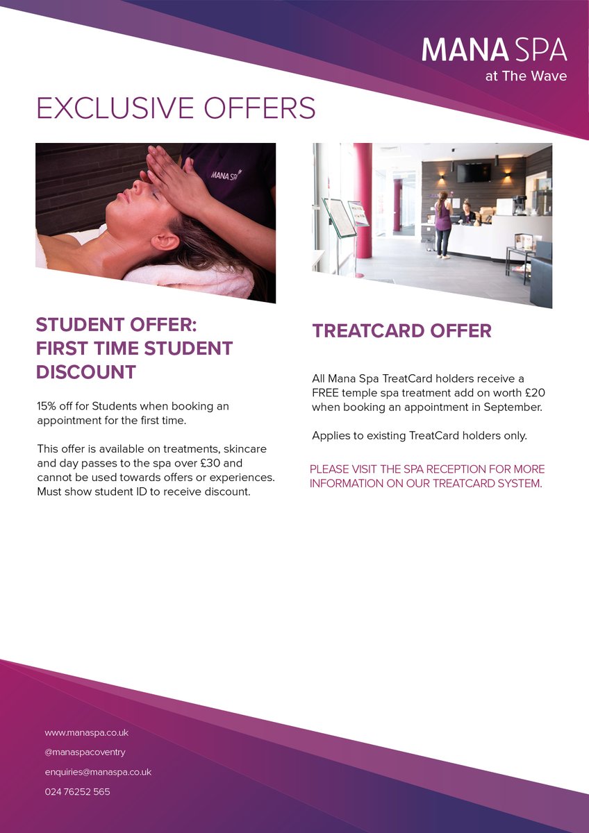 🌟 💳 TREATCARD OFFER! 💳🌟 

📣 Calling all treat seekers! For the WHOLE of September, TreatCard holders will receive a FREE temple spa treatment add on worth £20 when booking an appointment! 🧖‍♀️

Give youself some TLC ❤️ Book your treatment now! ➡️ manaspa.co.uk