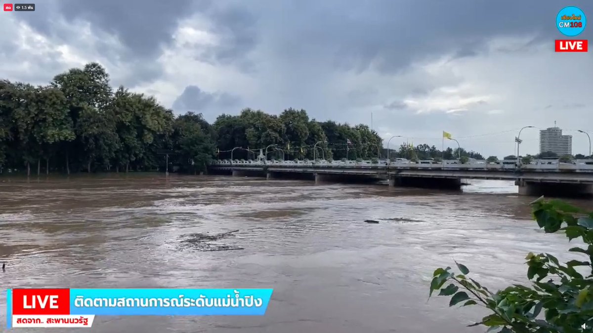 chiangmai108's tweet photo. Live สด� เกาะติดระดับน้ำปิงตัวเมืองเชียงใหม่ วันที่ 24 ก.ย. 67 จุด P.1 สะพานนวรัฐ

รับชมได้ที่ >> https://t.co/8PiSXt6jJM

#น้ําท่วมเชียงใหม่ https://t.co/yM8M2xwed7