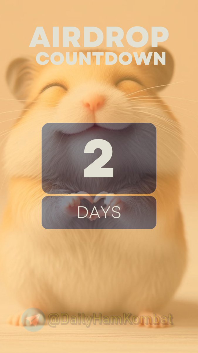 DailyDropMaster's tweet photo. Airdrop in 2 days! 📅
Hyped about what's coming? 🐹 
How much $HMSTR are you getting? 
Are you selling at listing?

Stay informed and gain more by joining our Telegram: https://t.co/DQBHHWw0w4

#HamsterKombat https://t.co/9RErLHCnOE