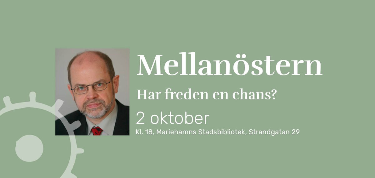 Ålands fredsinstitut (@fredsinstitutet) on Twitter photo Välkomna till stadsbiblioteket nästa onsdag den 2 oktober kl. 18. Nu blir vårt kvällsseminariet av, som tyvärr blev inställt förra gången på grund av sjukdom. Kom och lyssna när vår expert, Kjell-Åke Nordquist, pratar om ”#Mellanöstern – Har freden en chans? ”
<a href="/regeringen_ax/">Landskapsregeringen</a> Välkomna till stadsbiblioteket nästa onsdag den 2 oktober kl. 18. Nu blir vårt kvällsseminariet av, som tyvärr blev inställt förra gången på grund av sjukdom. Kom och lyssna när vår expert, Kjell-Åke Nordquist, pratar om ”#Mellanöstern – Har freden en chans? ”
<a href="/regeringen_ax/">Landskapsregeringen</a>